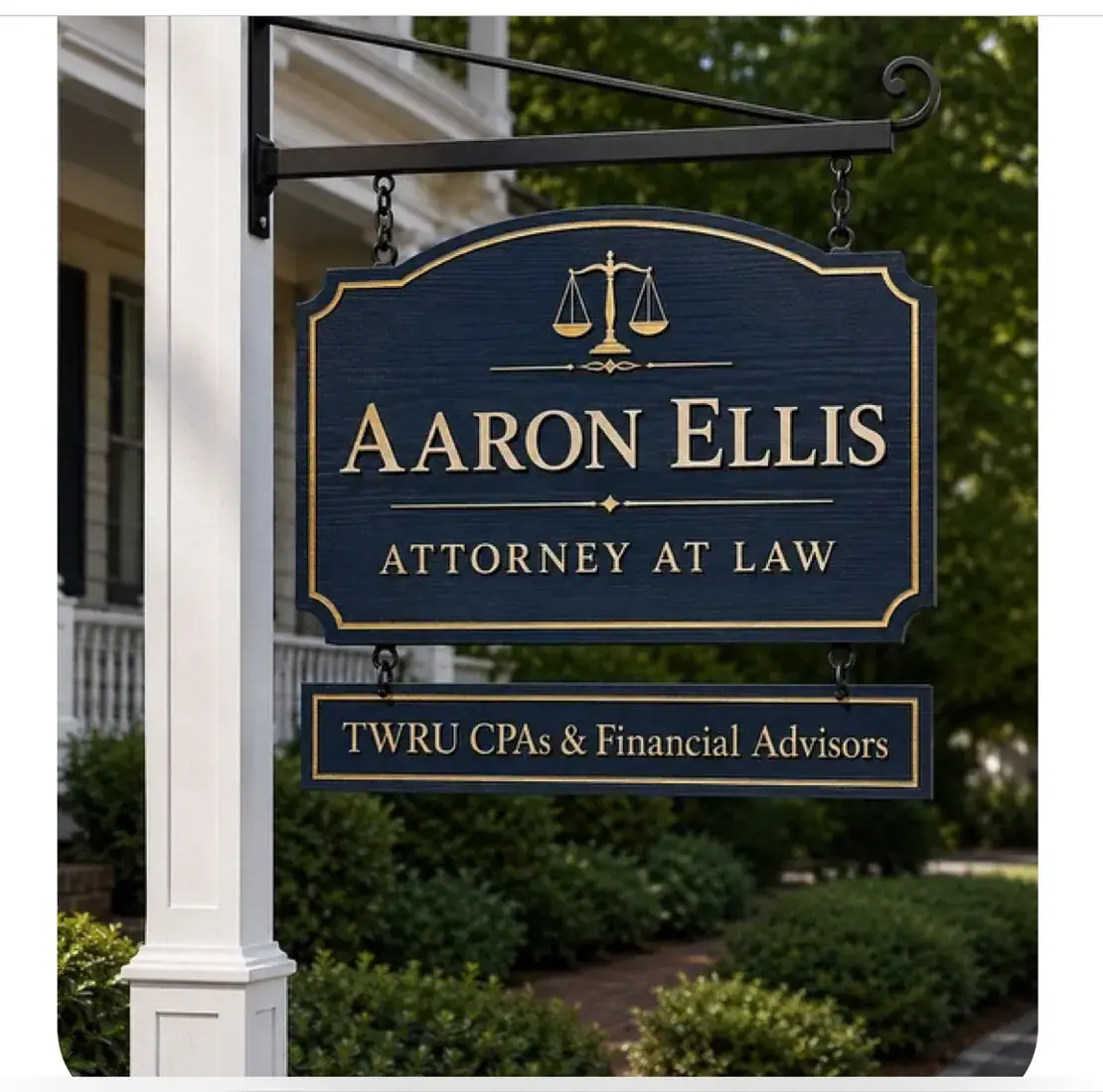 Aaron Ellis attorney finished hanging sign