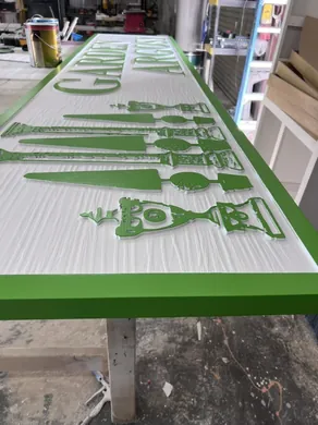 Garden Argosy raised letters and graphics during sign production