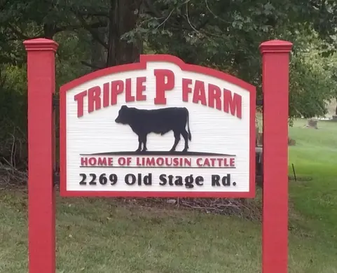 Triple P Farm Limousin cattle ranch entrance sign